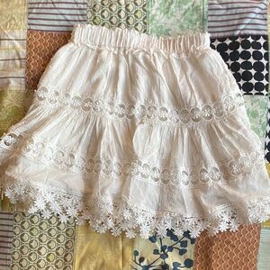 Camarosa White Eyelet Lace Mini Skirt | Fully Lined Flowy Summer Skirt | Small